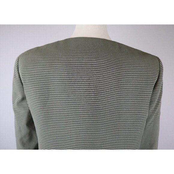 VINTAGE LIZ CLAIBORNE - WOMEN'S BLACK AND BEIGE PLAID BLAZER JACKET - SIZE 2P - Picture 9 of 13